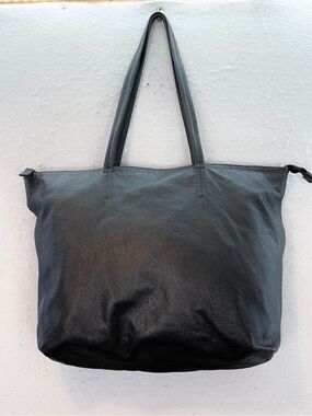 DAAME - women’s 100% genuine leather black laptop bag Tote shoulder bag